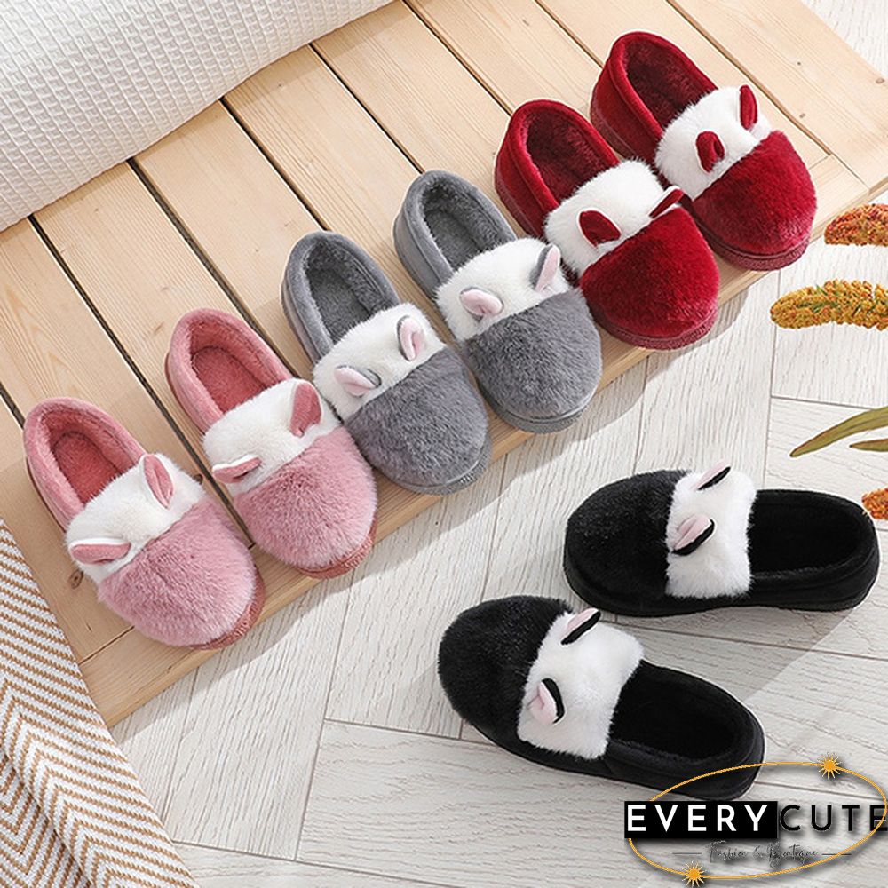 Fashion Autumn Winter Cotton Slippers Rabbit Ear Home Indoor Slippers Winter Warm Shoes Womens Cute Plush Slippers Office Shoes