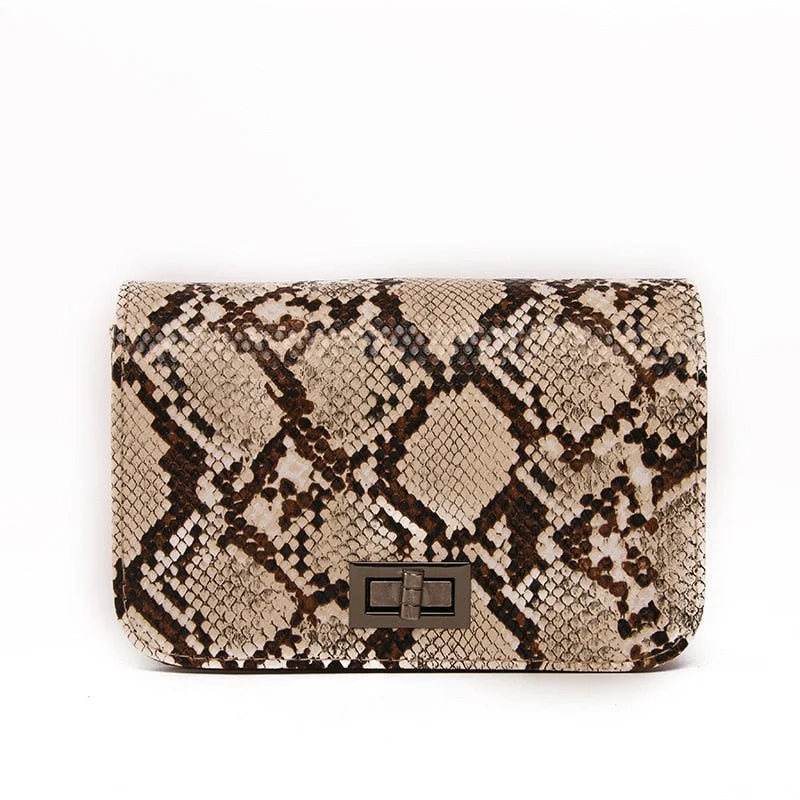 Luxury Handbags Women Bags Designer Serpentine Small Square Crossbody Bags Wild Girls Snake Print Shoulder Messenger Bag