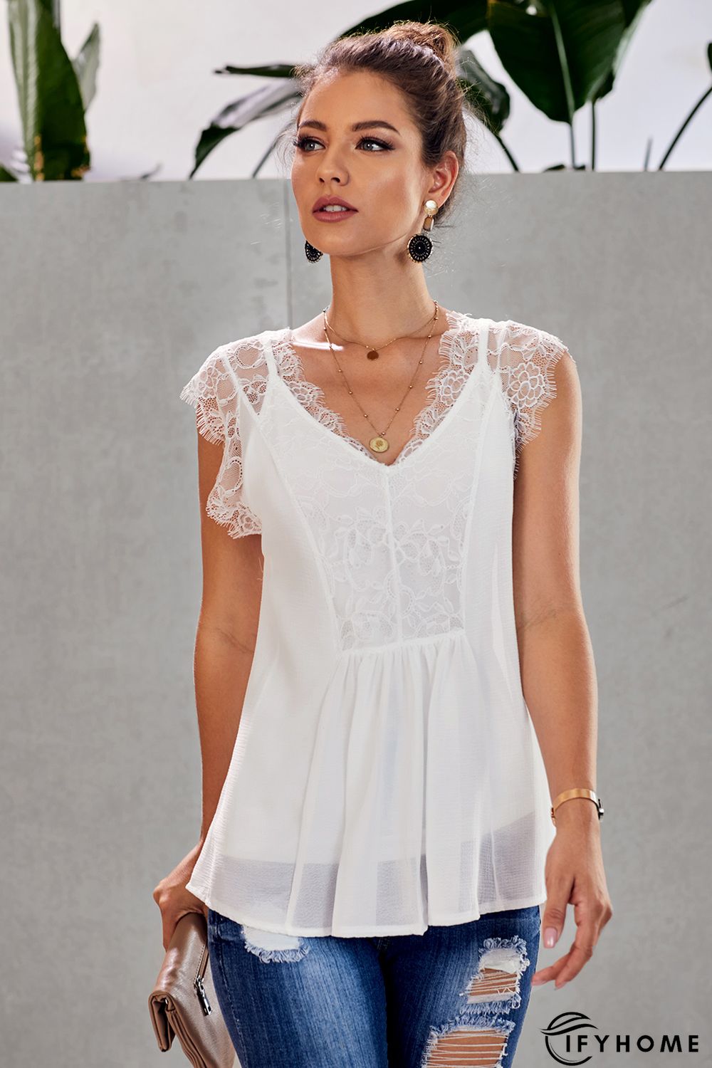 White From A Dream Lace Tank Top with Vest | IFYHOME