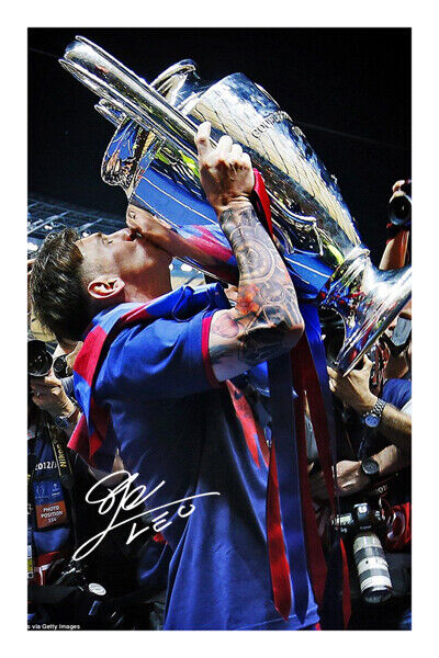 Lionel Messi Signed A4 Autograph Photo Poster painting Print Football Barcelona