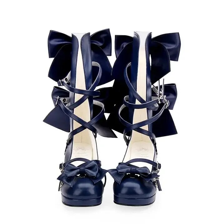 VCshoesMori Girl Women Motorcycle Shoes Lady High Heels Lolita Sandals Boots Woman Princess Dress Pumps Bowtie