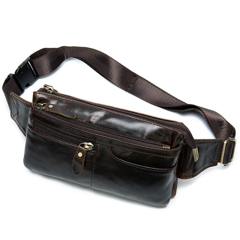 Men's Leather Fanny Bag Retro Casual Crossbody Bag