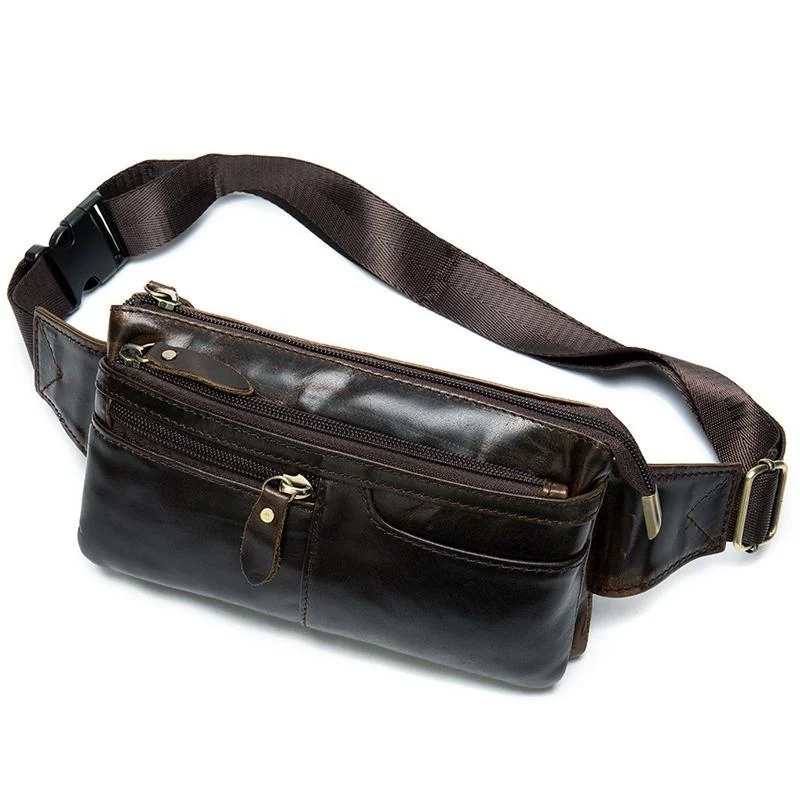Men's Leather Fanny Bag Retro Casual Crossbody Bag