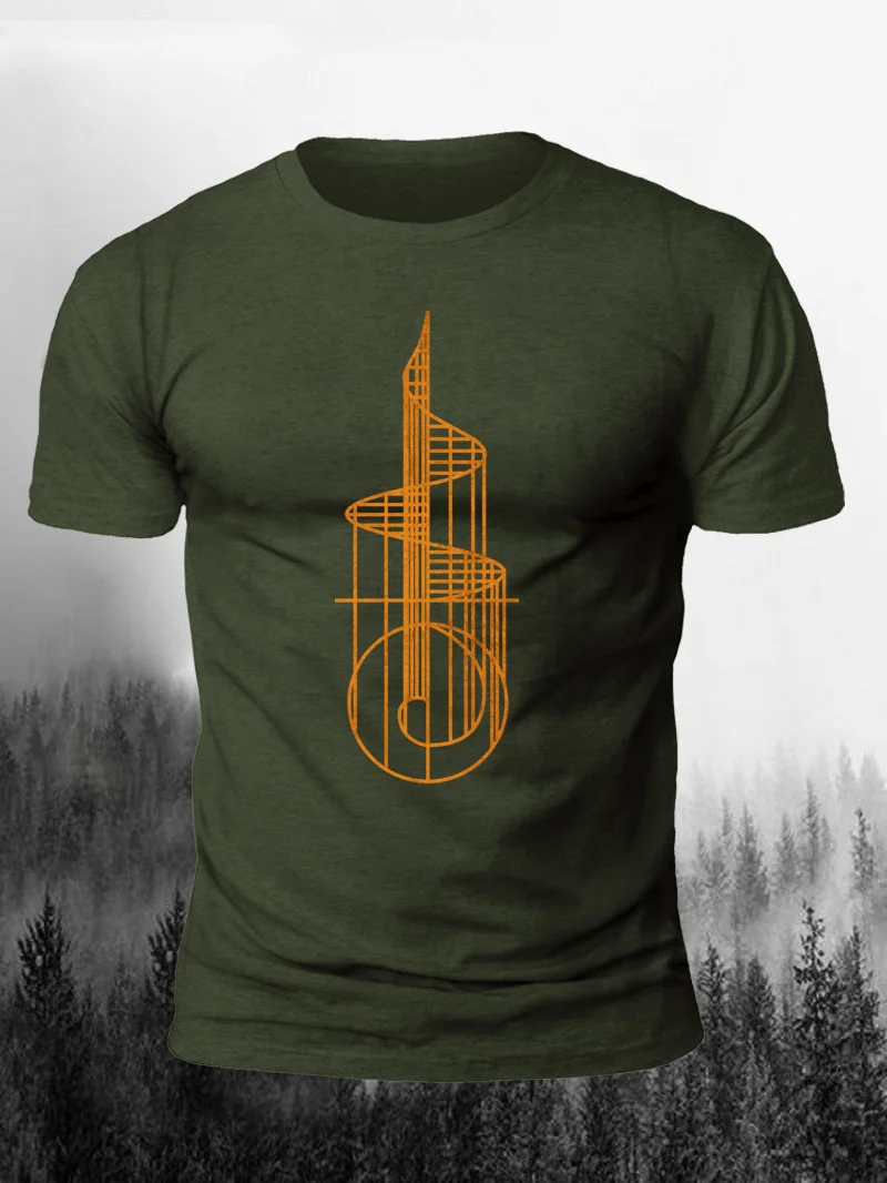 Spiral Staircase Notes Print Short Sleeve Men's T-Shirt in  mildstyles
