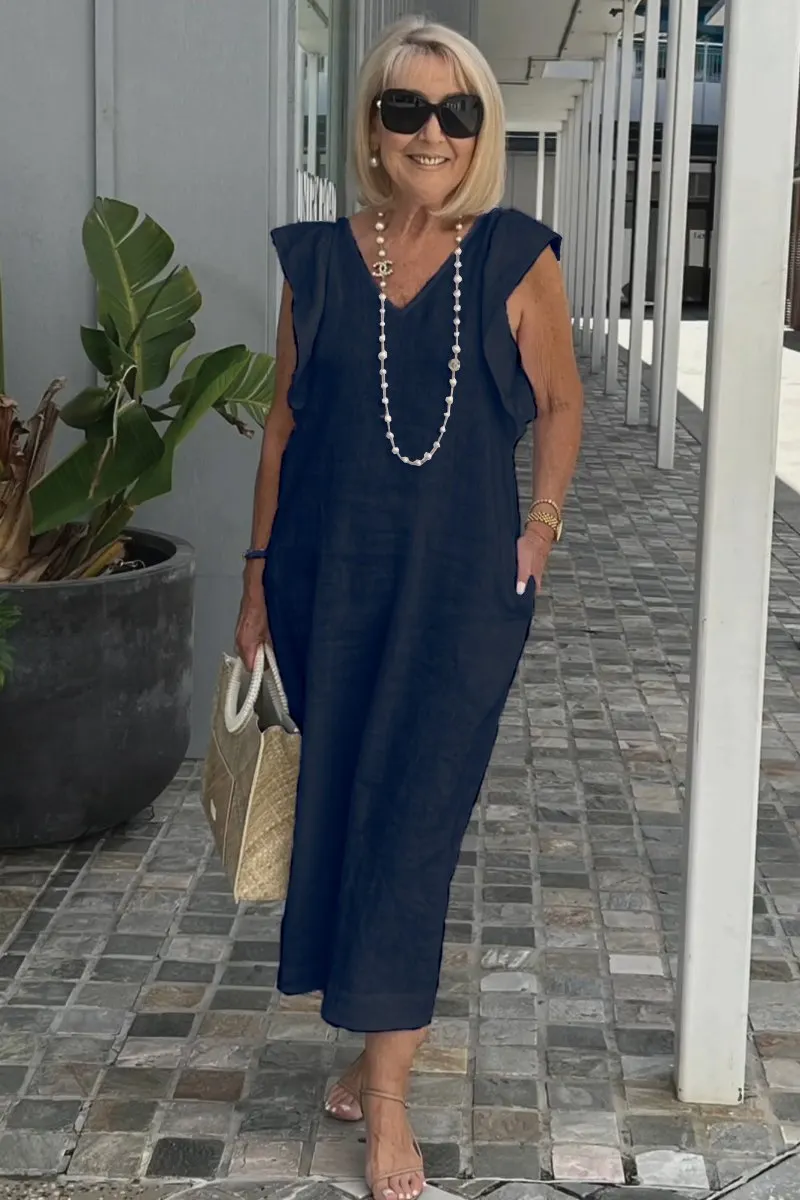 Older Women Cotton And Linen Casual Summer Dress - OlderIn Seniors & Elderly  Fashion Store