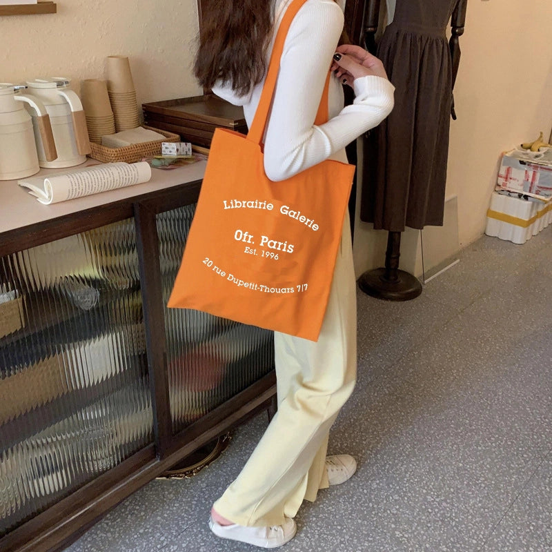 Unisex Medium Cotton Letter Preppy Style Square Open Square Bag