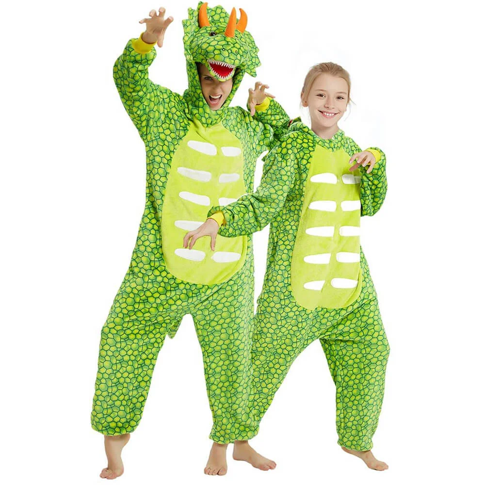 Family Matching Dinosaur Costume Triceratops Hooded Outfit Furry