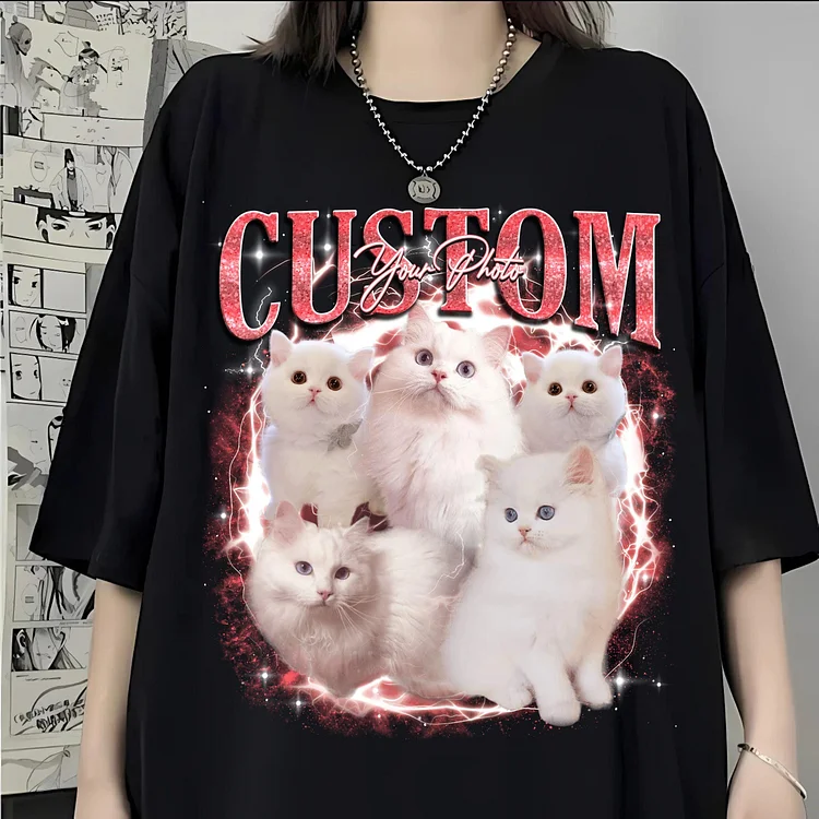 Vintage Pet T Shirt Pet Photo + Name Custom Dog Shirt Retro 90's T-Shirt Sweatshirt Hoodie