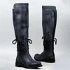 Retro Solid Color Rivets Flat Zip Long Boots