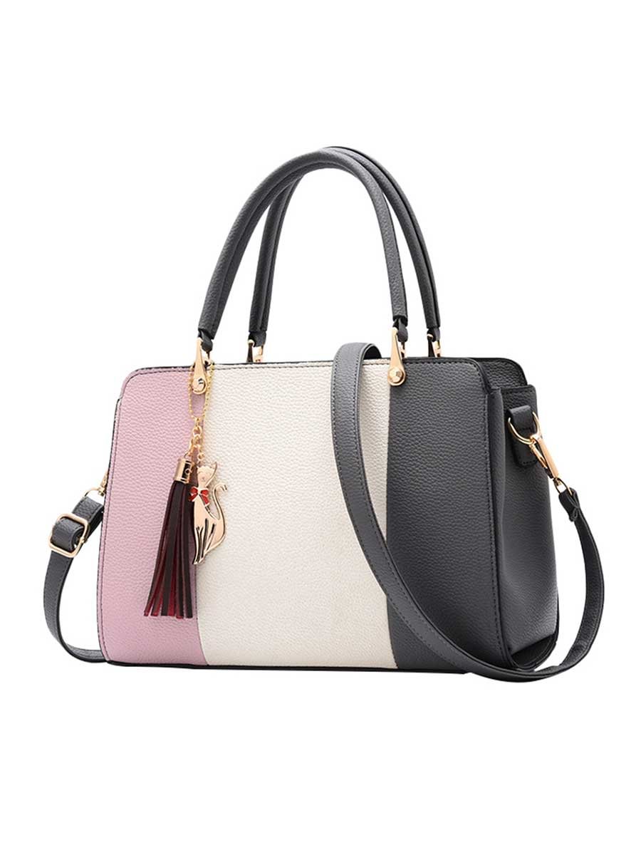 Contrast Color Handbag Soft Square Vertical Bag