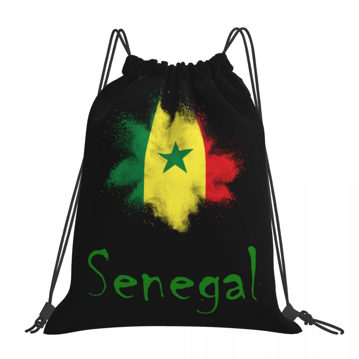 Senegal Ink Spatter Waterproof Adjustable Lightweight Gym Drawstring Bag