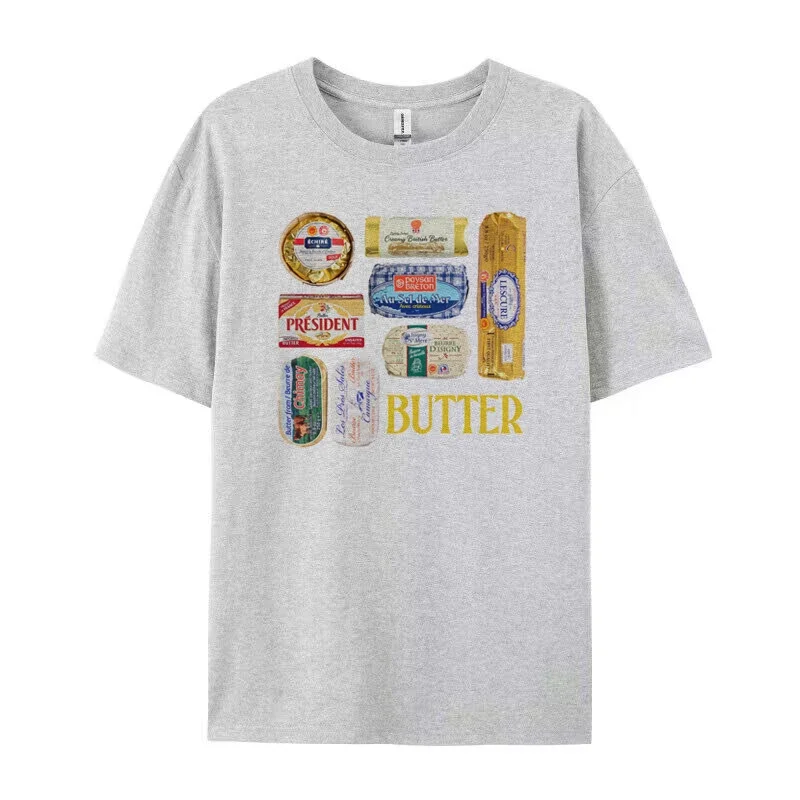 Women 90s Retro Butter Graphic T-Shirts Funny Butter Lover Cute Foodie Tees