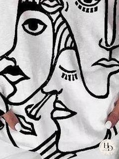 Abstract Print Long Sleeve T-shirt for Women