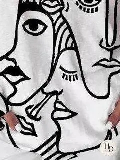 Abstract Print Long Sleeve T-shirt for Women