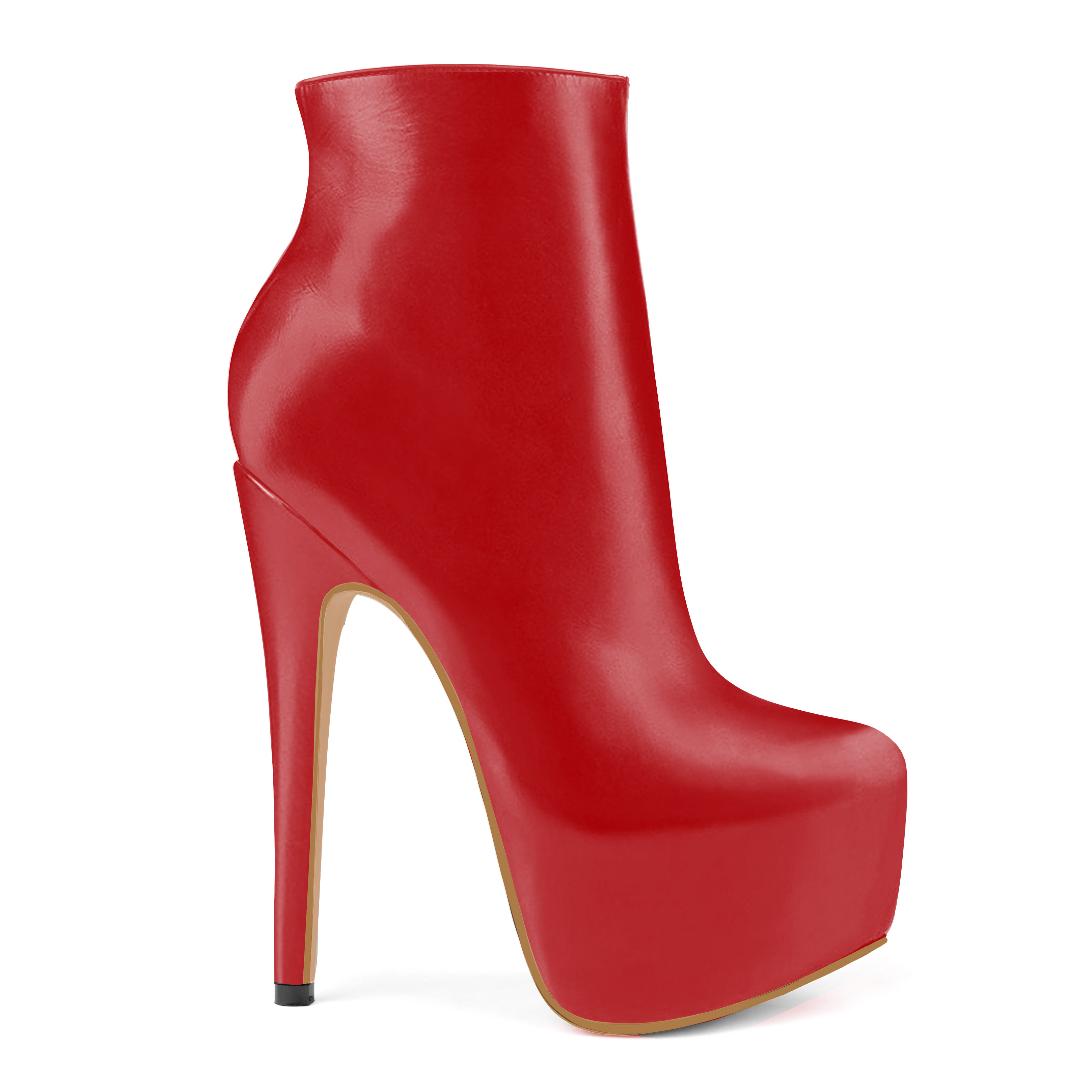 6.1" Women's Platform Ankle Boots Zipper High Heels Matte Shoes Short Booties-MERUMOTE