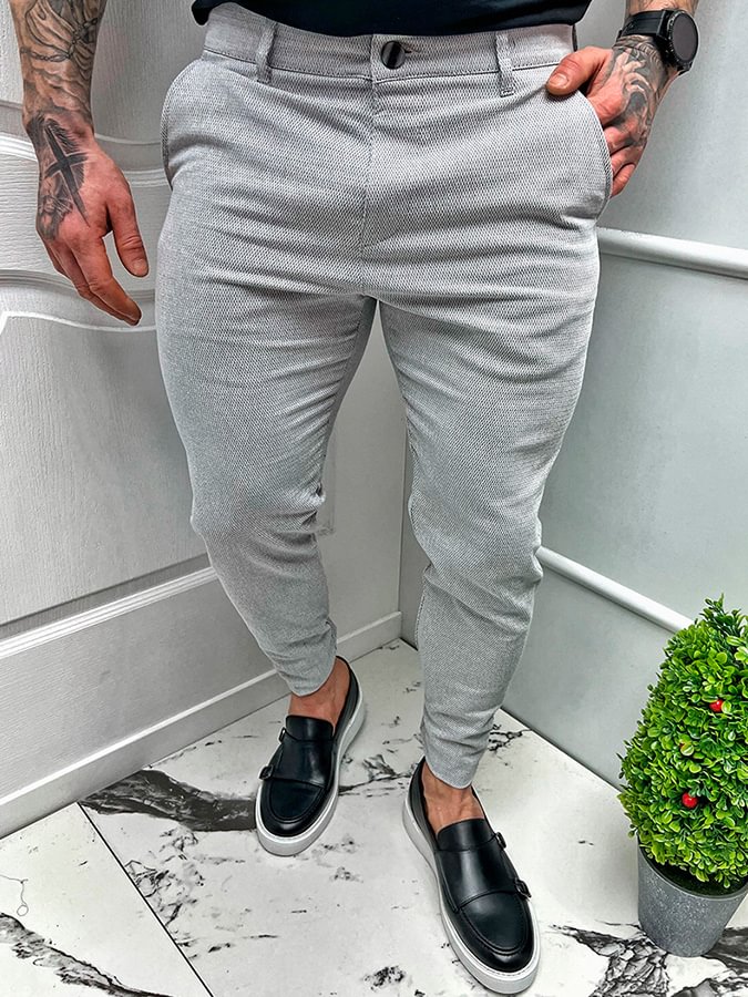 Men's Elegant Light Gray Pants  