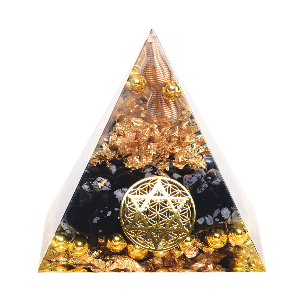 

Amethyst Crystal Orgonite Pyramid Ornament Healing Peridot Home Decor (A), 501 Original