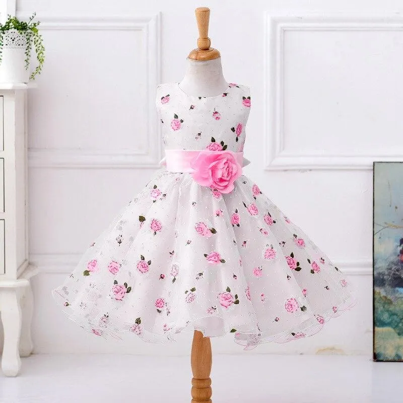 2021 Summer Kids Dresses For Girls Clothing Flower Toddler Girl Dress Pink Birthday Princess Dress Party Wedding Dress 2 3 Year