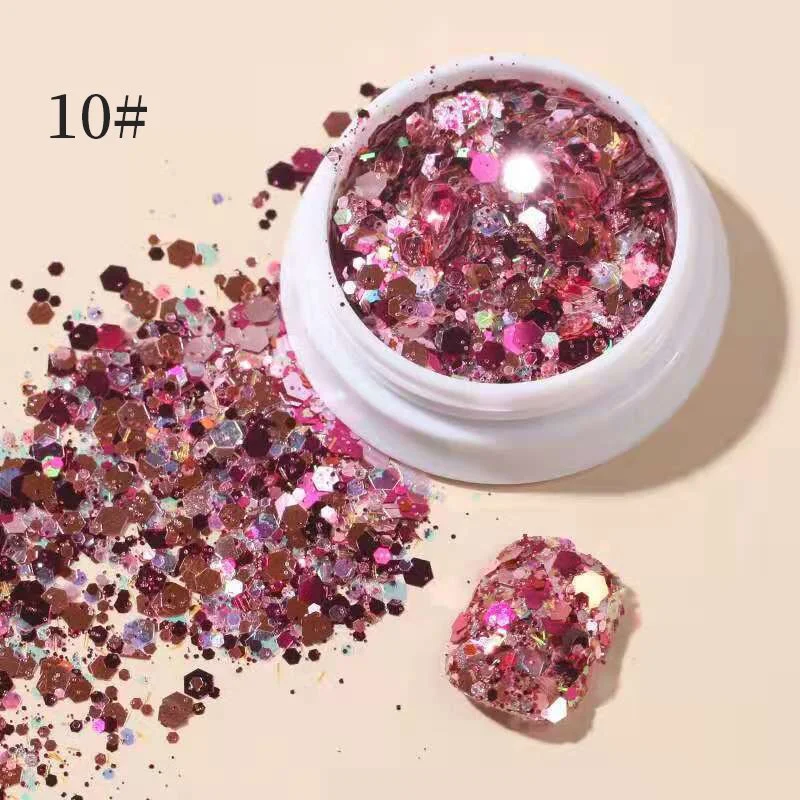iridescent Flakes Gold Pink White Flakes Slices Chrome Pigment Dust Nail Powder Glitter Sequins Nail Art Decoration Manicures-Nail Inspo