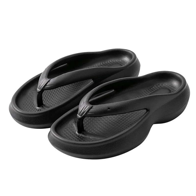 Couples Flip Flops For Women  2022 Summer Women Slippers Outdoor Solid Black Anti-Skid Beach 5Cm Thick Sole Platform Slipper