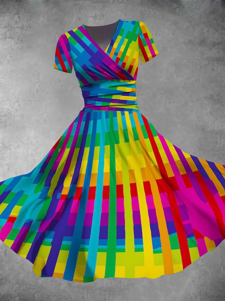 Women's Pride Day Rainbow Stripes Print Maxi Dress