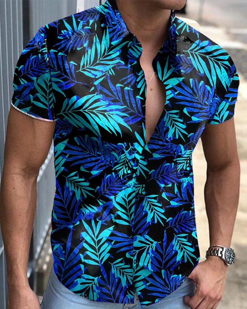 Men's Flower Shirt Casual Short Sleeve-01