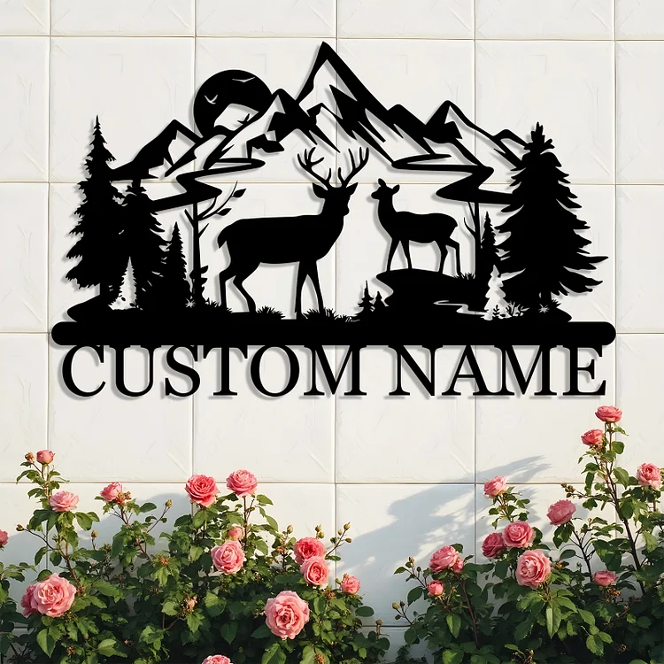 Personalized Metal Yard Sign | Custom Signs Outdoor Metal | Tree Metal Wall Art for Front Door Porch Garden | Personalized Camping Signs | Custom Family Name Sign Woodland Nursery Decor