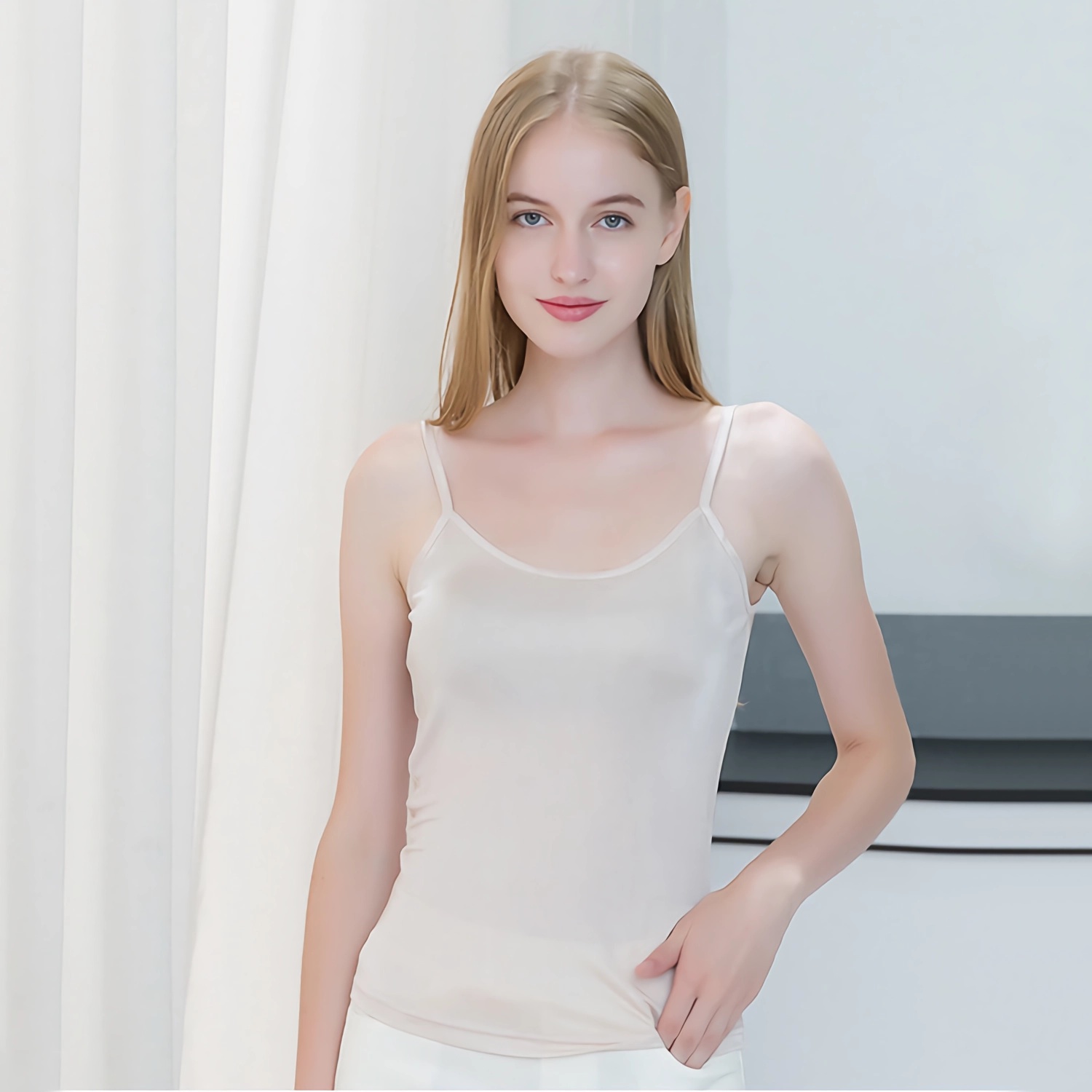 Silk Camisole Knitted Solid Top REAL SILK LIFE