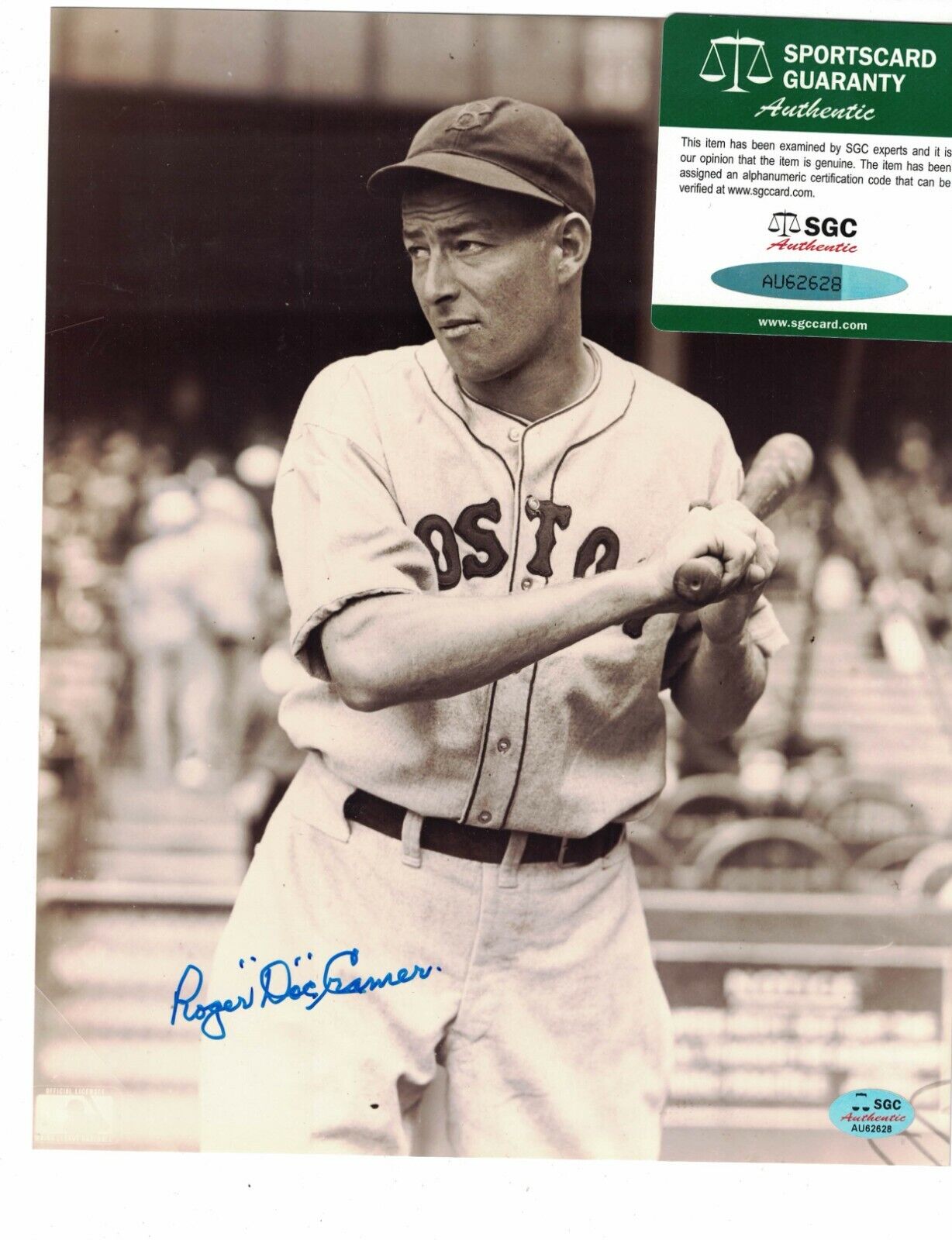 Roger Doc Cramer Boston Red Sox Signed 8x10 Photo Poster painting SGC Certified