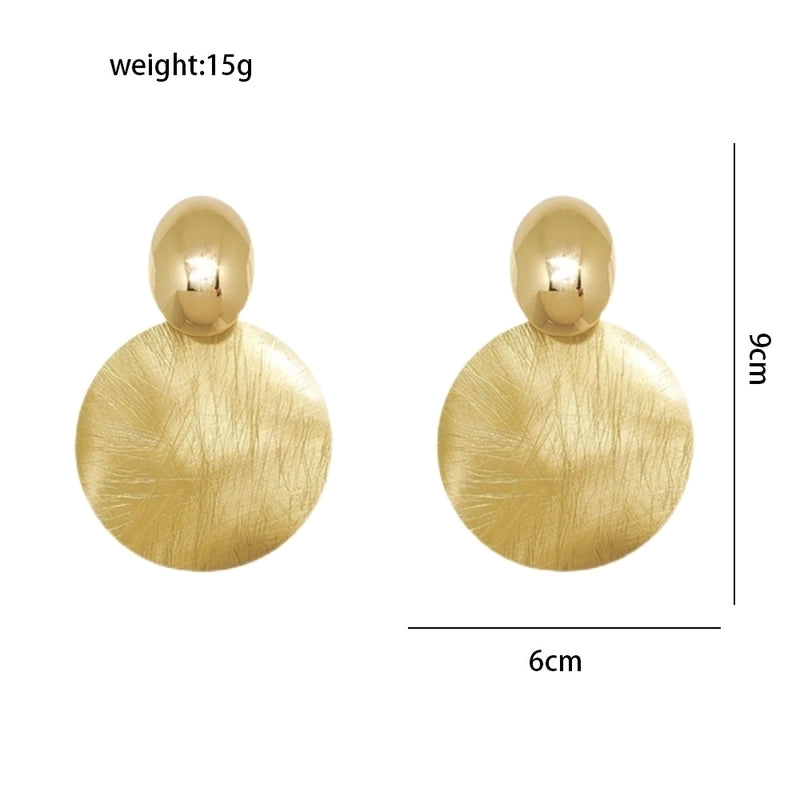 1 Pair Elegant Round Plating 304 Stainless Steel 18K Gold Plated Drop Earrings