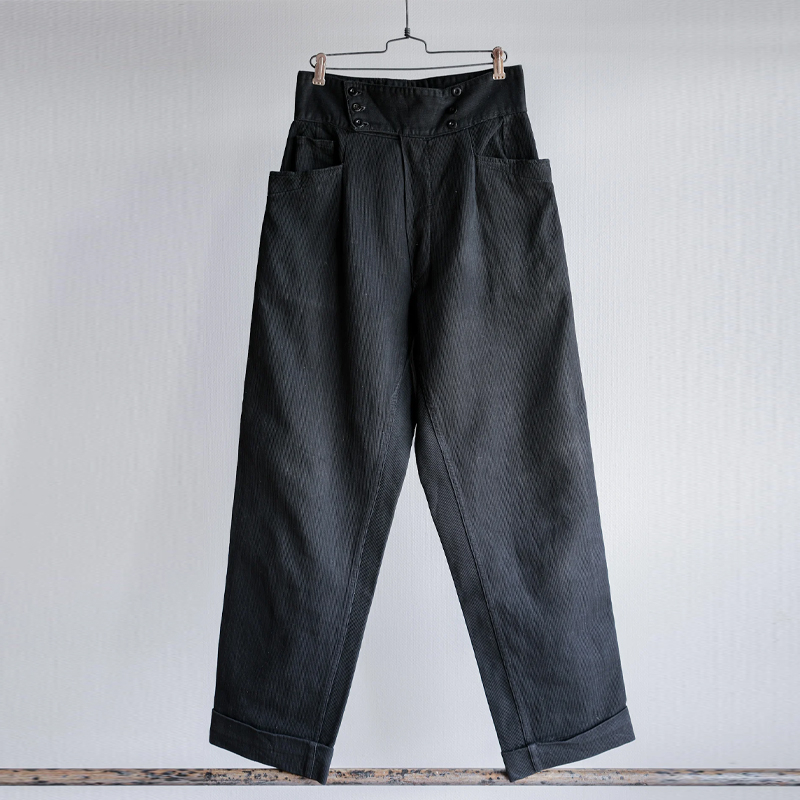 Mens Vintage Black Thin Corduroy Cargo Pants