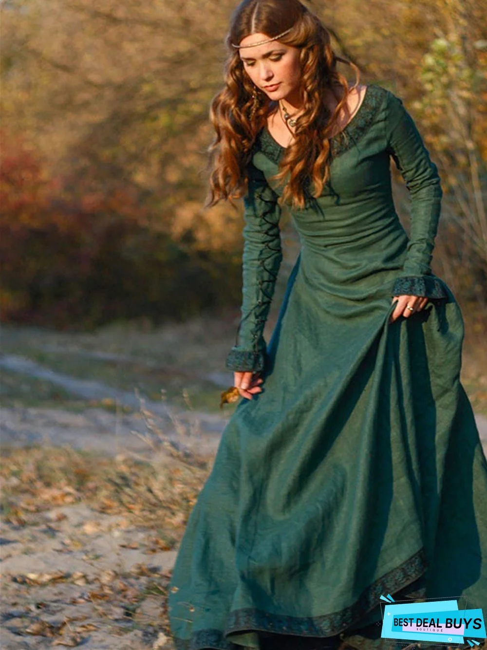 Solid Color Long Sleeve Round Neck Women's Dress