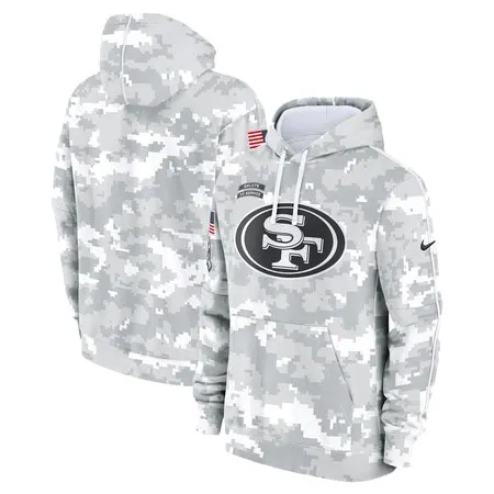 Men's San Francisco 49ers  Arctic Camo 2024 Salute to Service Club Fleece Pullover Hoodie