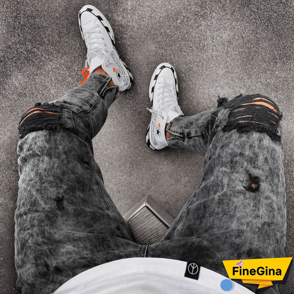 Men's Snowflake Casual Slim Zipper Jeans