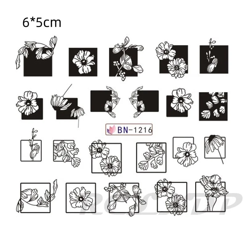 Water sticker for nail art decoration slider skull witch with rose flower watercolor ink design decal lacquer accessoires