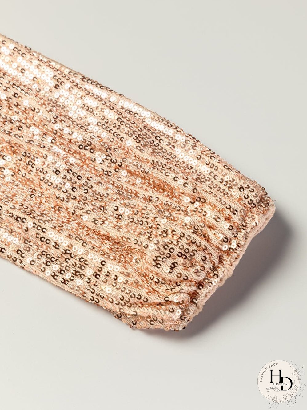 Shimmering Apricot V-neck Sequin Mini Dress