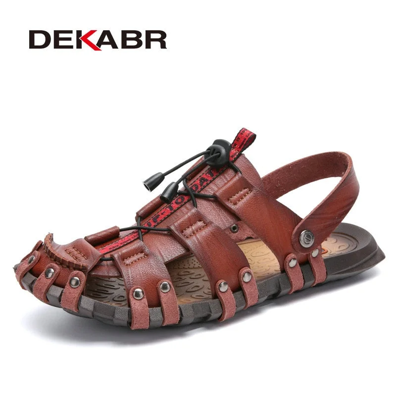 DEKABR Summer Men's Sandals Beach Shoes Summer Leisure Beach Roman Men Outdoor Sandals High Quality Soft Bottom Sandals Slippers