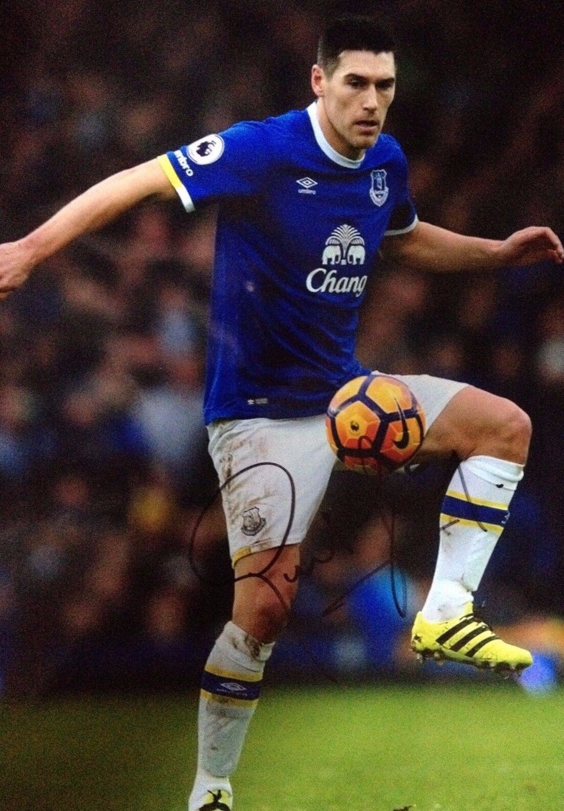 GARETH BARRY - EVERTON FOOTBALLER - SUPERB SIGNED COLOUR Photo Poster paintingGRAPH