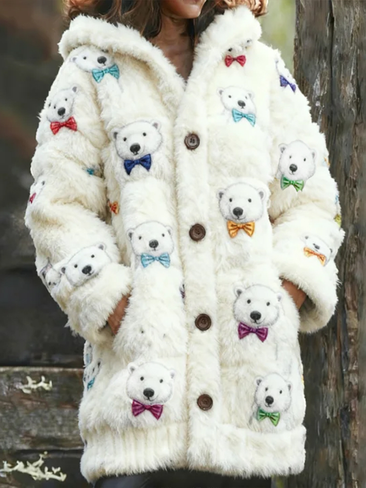 Polar Bear Playing Hide And Seek Fleece Crewneck Sweatshirt elevenforest