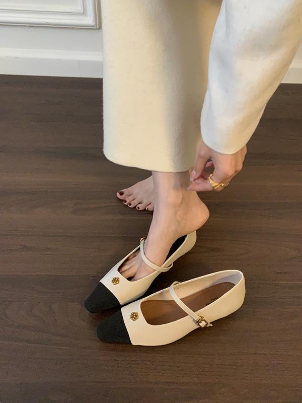 Shoes Woman 2025 Shallow Mouth Low Heels Modis Female Footwear New Summer Cute Retro Dress Mary Janes Korean Shoes Low Heels Sha