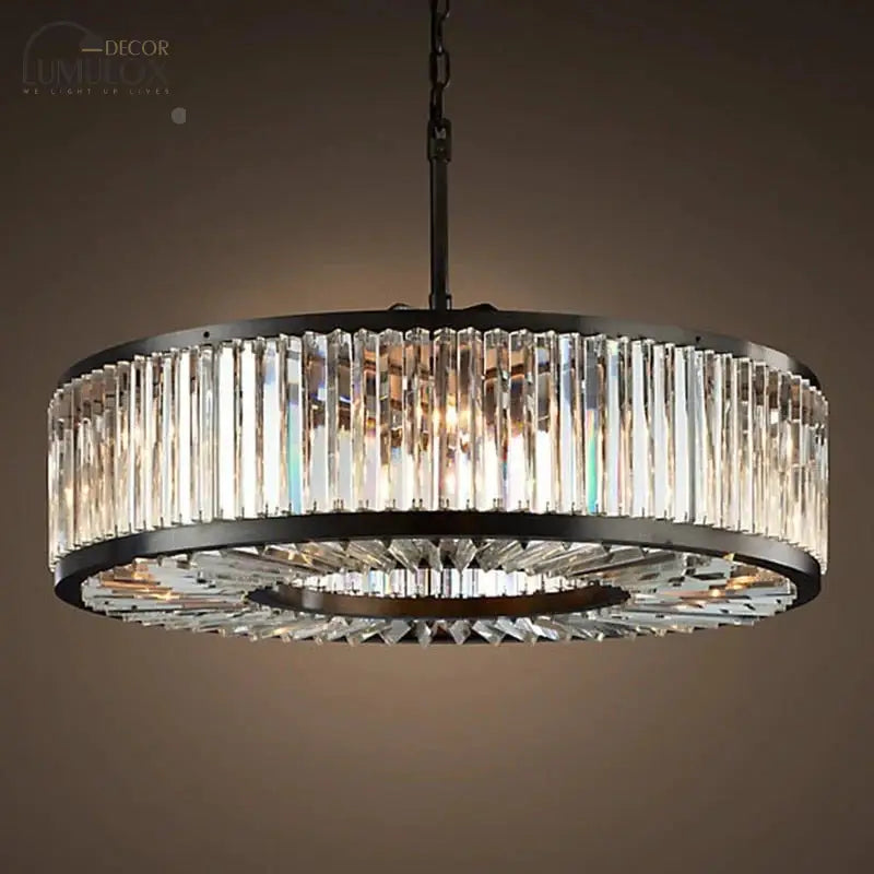 Robin - Vintage Crystal And Metal Round Chandelier For Home Hotel Villa Decor Dia 438Mm / Clear