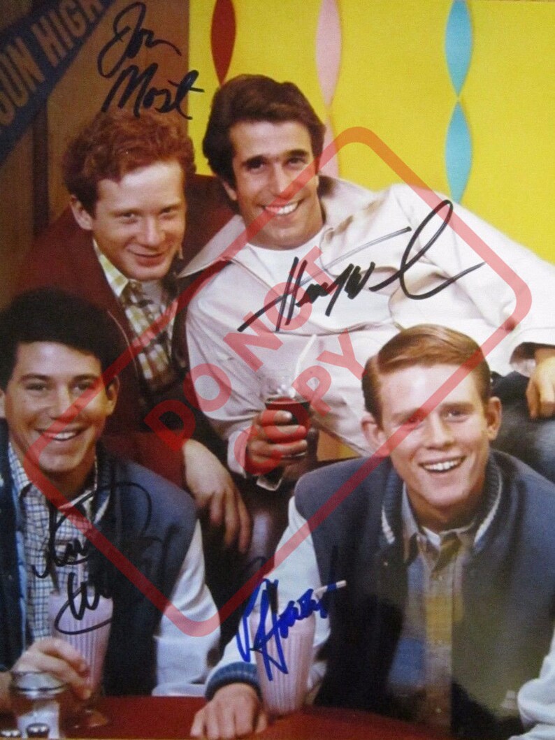 Happy Days Henry Winkler Ron Howard Vintage -197080s8.5x11 Autographed Signed Reprint Photo Poster painting