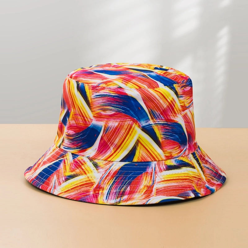 Unisex Hip-hop Colorful Printing Flat Eaves Bucket Hat