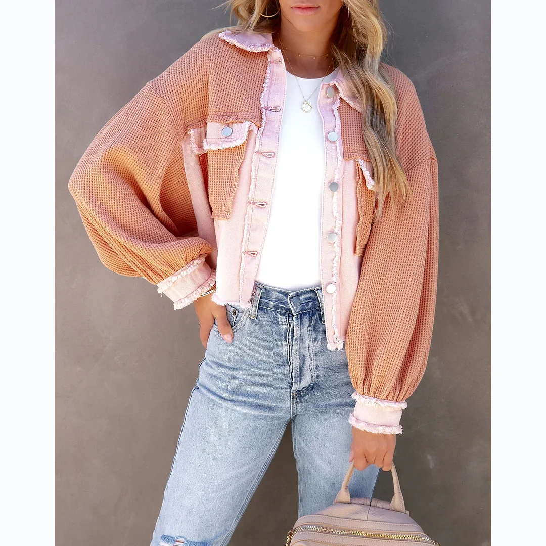 Brownm Brownm Casual Fashion Wind 22 Autumn And Winter Style Waffle Patchwork Water Coat 22204