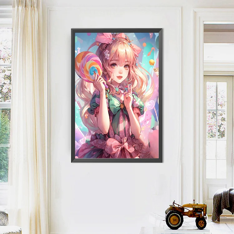Partial AB Drill - Full Round Drill Diamond Painting-Anime Girl