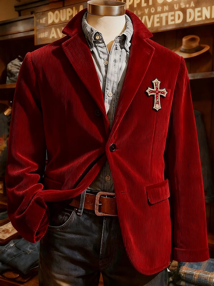 Men's Christmas Cross Print Casual Jacket 