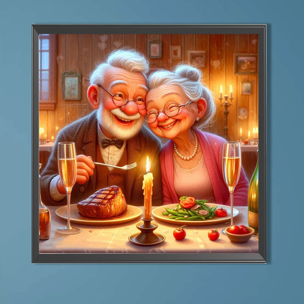 Partial AB Diamond Painting - Full Round Drill - Old People(Canvas|45*45cm)