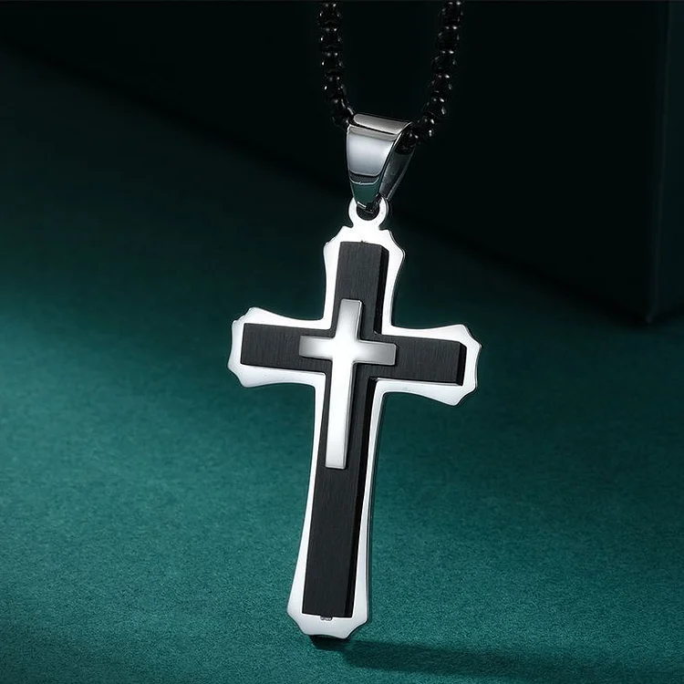 Titanium Steel Two-Tone Cross Necklace