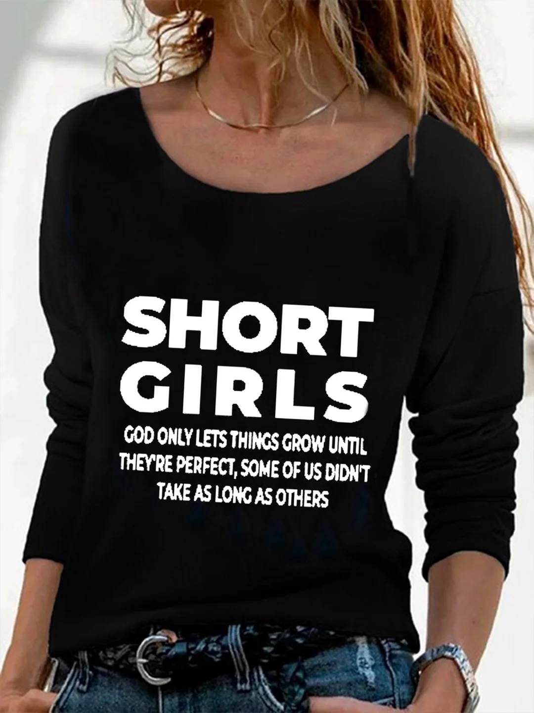 Loose Casual Letter-Printed Long-Sleeved Top