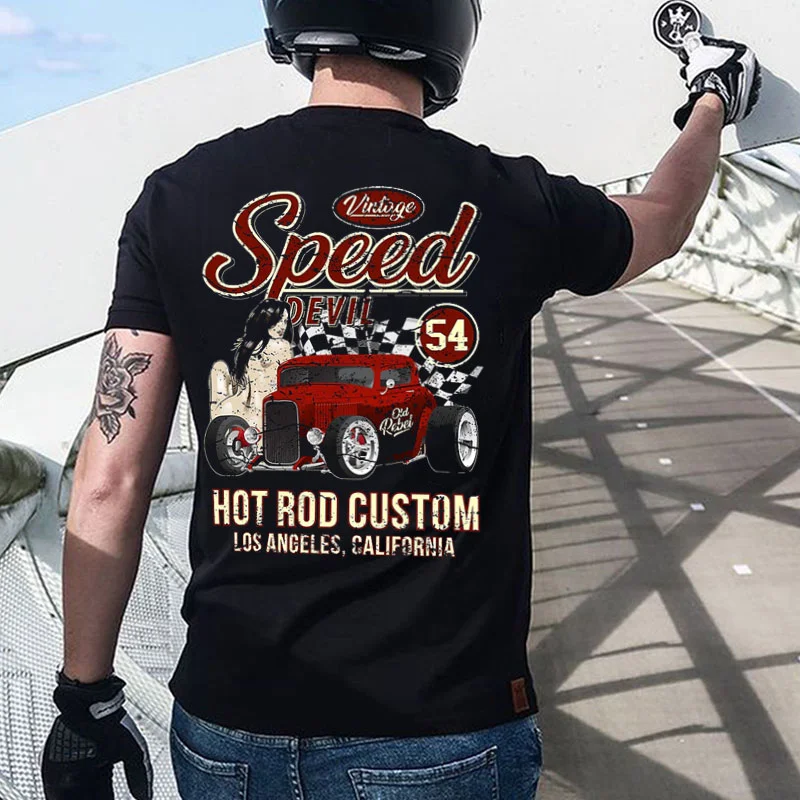 SPEED DEVIL Sexy Lady&Classic Car Print Men's T-shirt